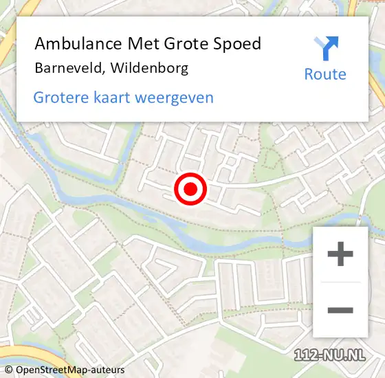 Locatie op kaart van de 112 melding: Ambulance Met Grote Spoed Naar Barneveld, Wildenborg op 10 oktober 2022 14:55