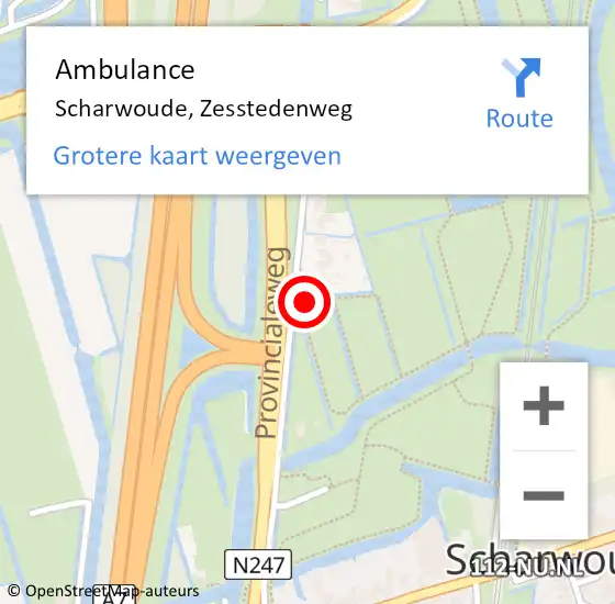 Locatie op kaart van de 112 melding: Ambulance Scharwoude, Zesstedenweg op 10 oktober 2022 15:02