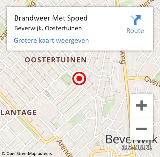 Locatie op kaart van de 112 melding: Brandweer Met Spoed Naar Beverwijk, Oostertuinen op 10 oktober 2022 15:14