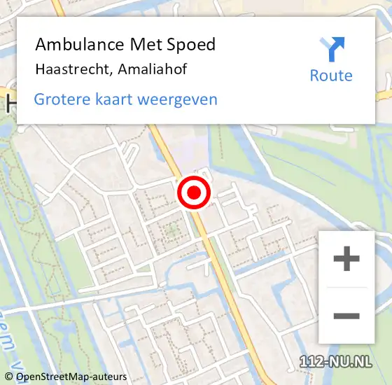 Locatie op kaart van de 112 melding: Ambulance Met Spoed Naar Haastrecht, Amaliahof op 10 oktober 2022 15:18