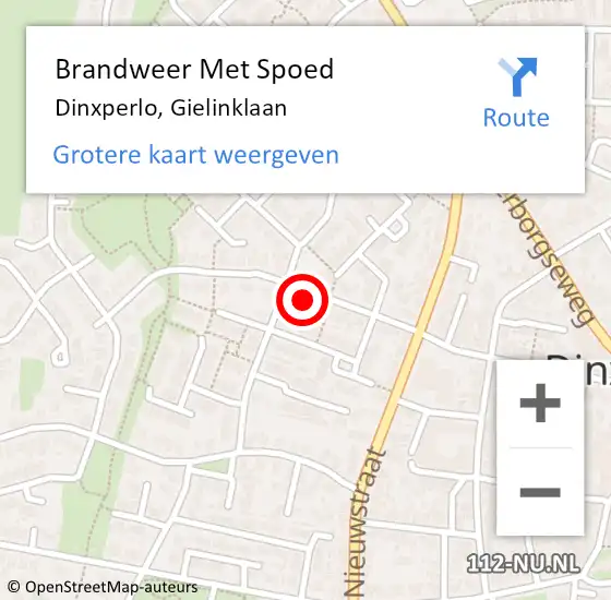 Locatie op kaart van de 112 melding: Brandweer Met Spoed Naar Dinxperlo, Gielinklaan op 10 oktober 2022 15:27