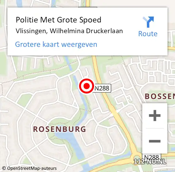 Locatie op kaart van de 112 melding: Politie Met Grote Spoed Naar Vlissingen, Wilhelmina Druckerlaan op 10 oktober 2022 15:32