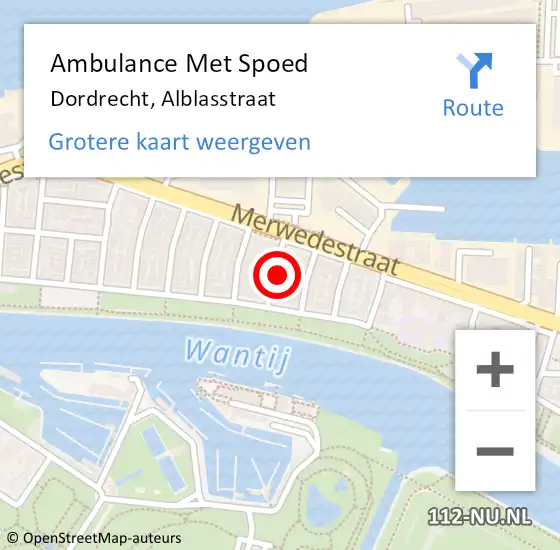 Locatie op kaart van de 112 melding: Ambulance Met Spoed Naar Dordrecht, Alblasstraat op 10 oktober 2022 15:55