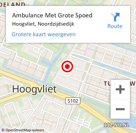 Locatie op kaart van de 112 melding: Ambulance Met Grote Spoed Naar Hoogvliet, Noordzijdsedijk op 1 augustus 2014 03:09