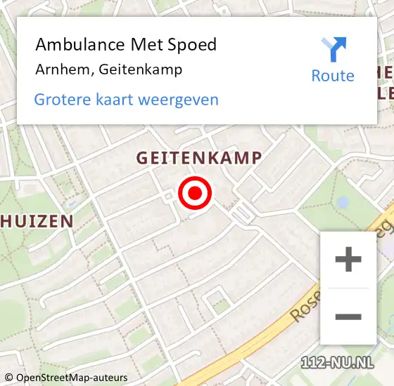 Locatie op kaart van de 112 melding: Ambulance Met Spoed Naar Arnhem, Geitenkamp op 10 oktober 2022 16:20