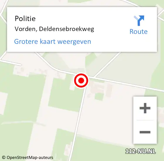 Locatie op kaart van de 112 melding: Politie Vorden, Deldensebroekweg op 10 oktober 2022 16:20