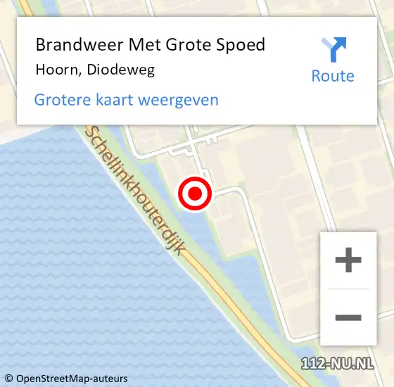 Locatie op kaart van de 112 melding: Brandweer Met Grote Spoed Naar Hoorn, Diodeweg op 10 oktober 2022 16:26