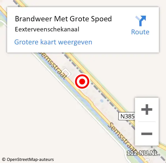 Locatie op kaart van de 112 melding: Brandweer Met Grote Spoed Naar Eexterveenschekanaal op 10 oktober 2022 16:40