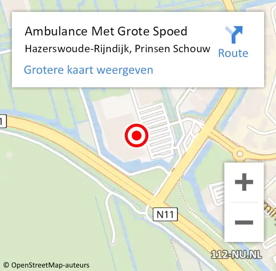 Locatie op kaart van de 112 melding: Ambulance Met Grote Spoed Naar Hazerswoude-Rijndijk, Prinsen Schouw op 10 oktober 2022 16:50