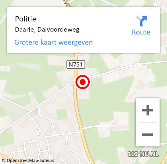 Locatie op kaart van de 112 melding: Politie Daarle, Dalvoordeweg op 10 oktober 2022 16:53