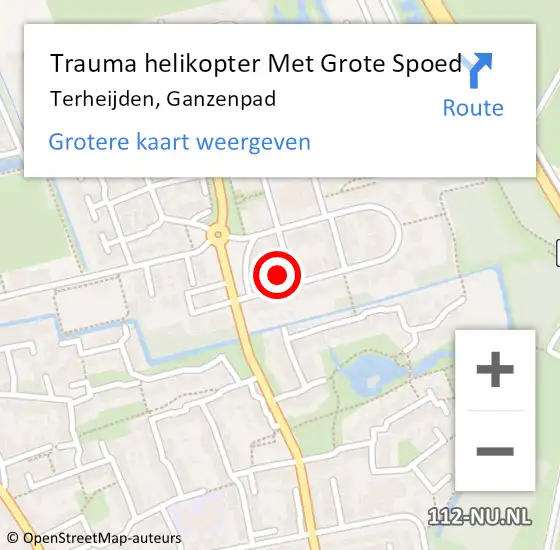 Locatie op kaart van de 112 melding: Trauma helikopter Met Grote Spoed Naar Terheijden, Ganzenpad op 10 oktober 2022 17:21