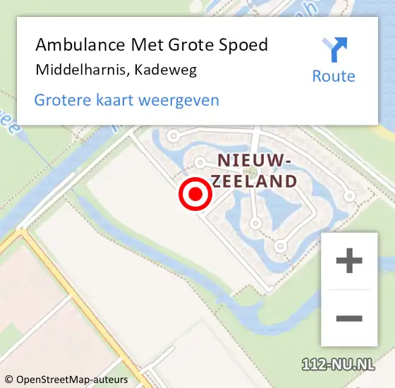 Locatie op kaart van de 112 melding: Ambulance Met Grote Spoed Naar Middelharnis, Kadeweg op 10 oktober 2022 17:25