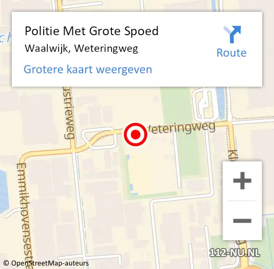 Locatie op kaart van de 112 melding: Politie Met Grote Spoed Naar Waalwijk, Weteringweg op 10 oktober 2022 17:39