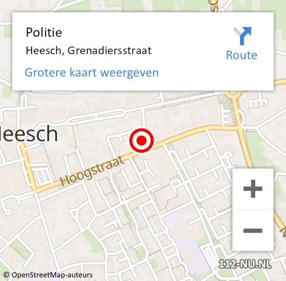 Locatie op kaart van de 112 melding: Politie Heesch, Grenadiersstraat op 10 oktober 2022 17:45