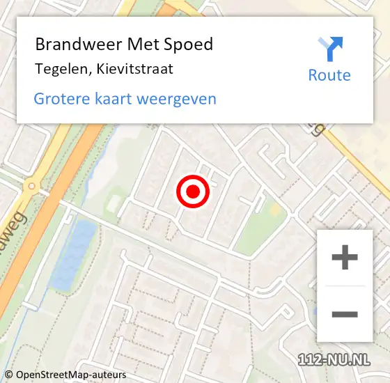 Locatie op kaart van de 112 melding: Brandweer Met Spoed Naar Tegelen, Kievitstraat op 10 oktober 2022 17:57