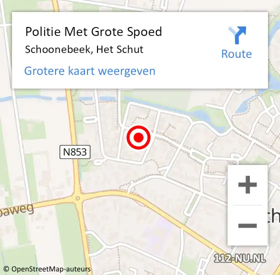 Locatie op kaart van de 112 melding: Politie Met Grote Spoed Naar Schoonebeek, Het Schut op 10 oktober 2022 18:03