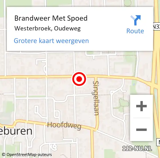 Locatie op kaart van de 112 melding: Brandweer Met Spoed Naar Westerbroek, Oudeweg op 10 oktober 2022 18:24