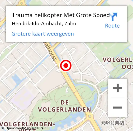 Locatie op kaart van de 112 melding: Trauma helikopter Met Grote Spoed Naar Hendrik-Ido-Ambacht, Zalm op 10 oktober 2022 18:40