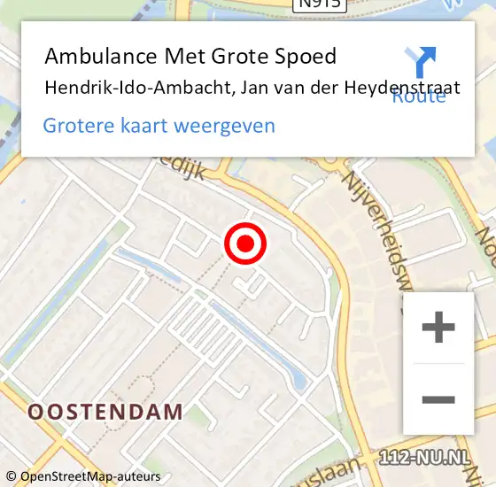 Locatie op kaart van de 112 melding: Ambulance Met Grote Spoed Naar Hendrik-Ido-Ambacht, Jan van der Heydenstraat op 10 oktober 2022 19:29