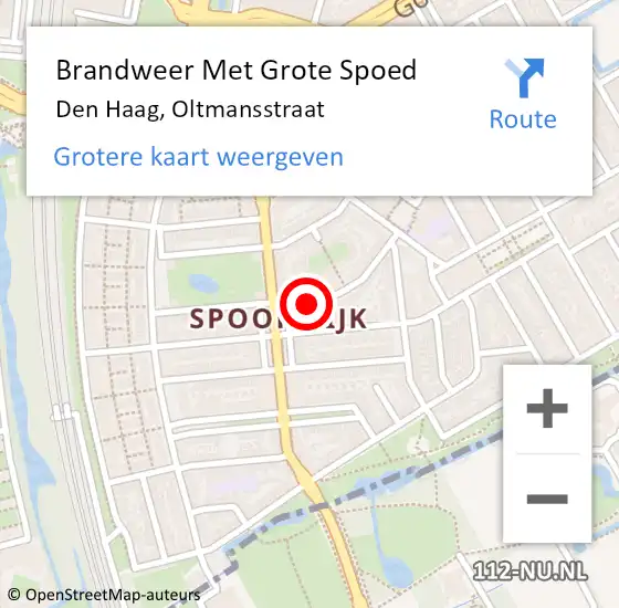 Locatie op kaart van de 112 melding: Brandweer Met Grote Spoed Naar Den Haag, Oltmansstraat op 10 oktober 2022 19:43