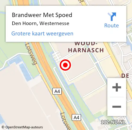 Locatie op kaart van de 112 melding: Brandweer Met Spoed Naar Den Hoorn, Westernesse op 10 oktober 2022 20:31