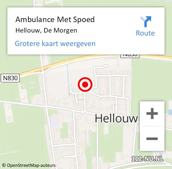 Locatie op kaart van de 112 melding: Ambulance Met Spoed Naar Hellouw, De Morgen op 10 oktober 2022 20:32