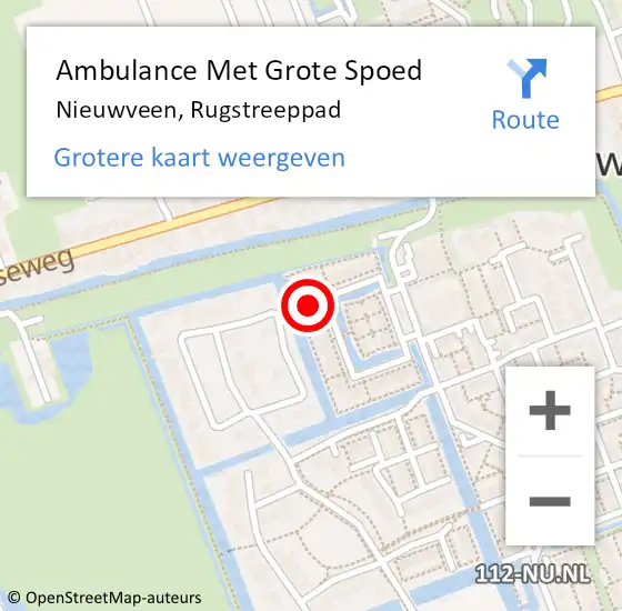 Locatie op kaart van de 112 melding: Ambulance Met Grote Spoed Naar Nieuwveen, Rugstreeppad op 10 oktober 2022 20:34