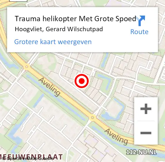 Locatie op kaart van de 112 melding: Trauma helikopter Met Grote Spoed Naar Hoogvliet, Gerard Wilschutpad op 10 oktober 2022 20:50
