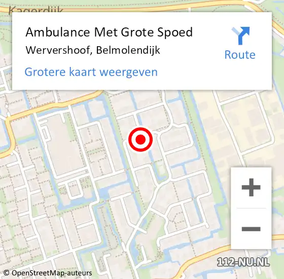 Locatie op kaart van de 112 melding: Ambulance Met Grote Spoed Naar Wervershoof, Belmolendijk op 10 oktober 2022 21:16