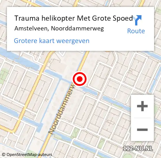 Locatie op kaart van de 112 melding: Trauma helikopter Met Grote Spoed Naar Amstelveen, Noorddammerweg op 10 oktober 2022 21:22