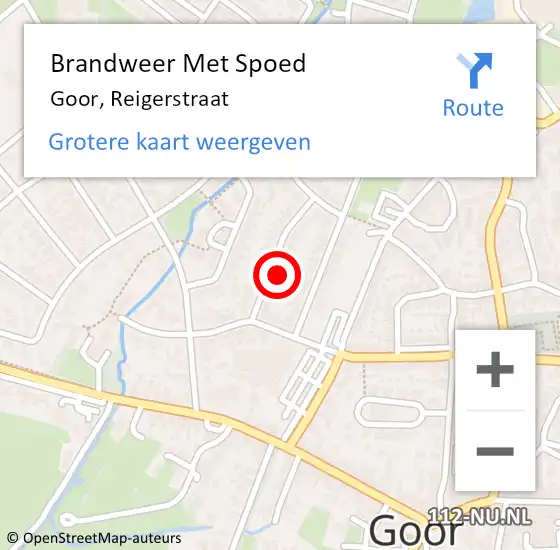 Locatie op kaart van de 112 melding: Brandweer Met Spoed Naar Goor, Reigerstraat op 10 oktober 2022 21:36