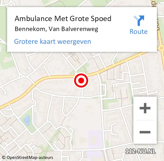 Locatie op kaart van de 112 melding: Ambulance Met Grote Spoed Naar Bennekom, Van Balverenweg op 10 oktober 2022 22:13