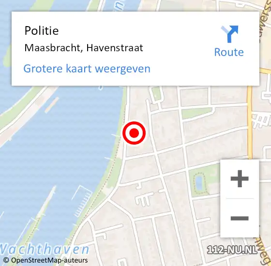 Locatie op kaart van de 112 melding: Politie Maasbracht, Havenstraat op 10 oktober 2022 22:14