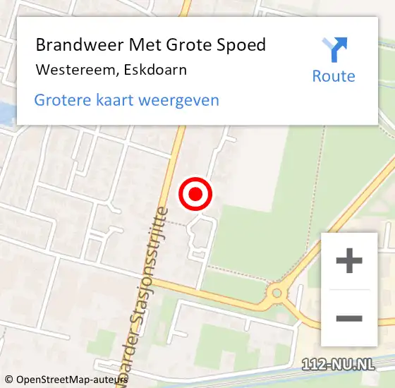 Locatie op kaart van de 112 melding: Brandweer Met Grote Spoed Naar Westereem, Eskdoarn op 10 oktober 2022 22:19