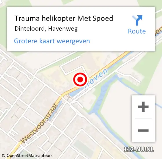 Locatie op kaart van de 112 melding: Trauma helikopter Met Spoed Naar Dinteloord, Havenweg op 10 oktober 2022 22:19
