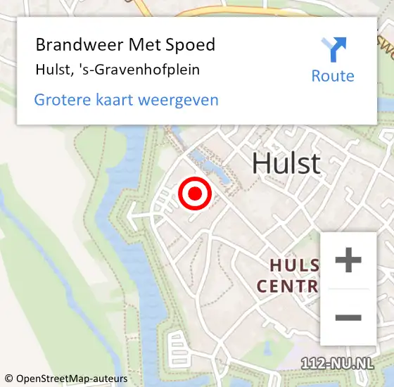 Locatie op kaart van de 112 melding: Brandweer Met Spoed Naar Hulst, 's-Gravenhofplein op 10 oktober 2022 22:56