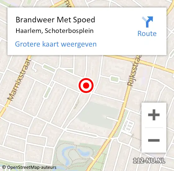 Locatie op kaart van de 112 melding: Brandweer Met Spoed Naar Haarlem, Schoterbosplein op 1 augustus 2014 05:56