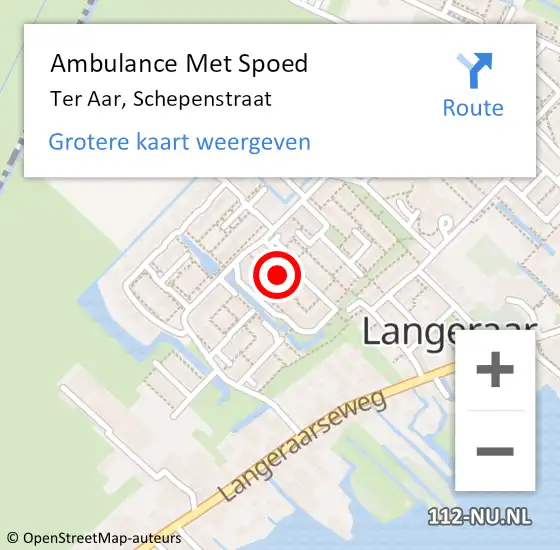 Locatie op kaart van de 112 melding: Ambulance Met Spoed Naar Ter Aar, Schepenstraat op 10 oktober 2022 23:20