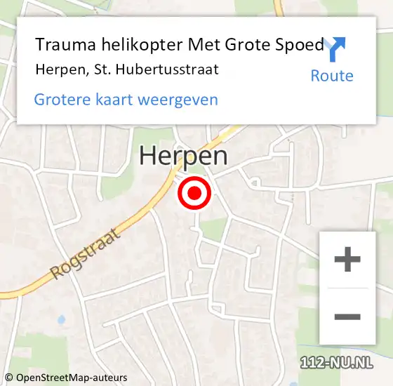 Locatie op kaart van de 112 melding: Trauma helikopter Met Grote Spoed Naar Herpen, St. Hubertusstraat op 10 oktober 2022 23:35