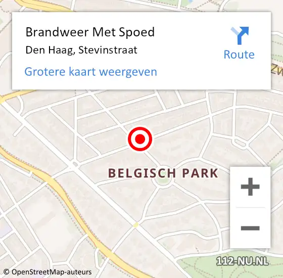 Locatie op kaart van de 112 melding: Brandweer Met Spoed Naar Den Haag, Stevinstraat op 11 oktober 2022 00:26