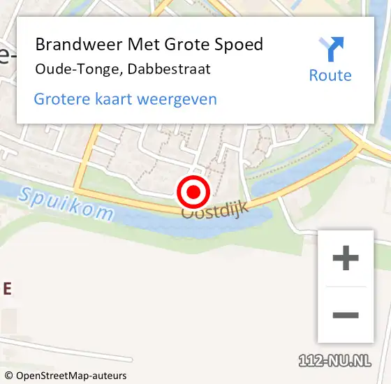 Locatie op kaart van de 112 melding: Brandweer Met Grote Spoed Naar Oude-Tonge, Dabbestraat op 11 oktober 2022 00:35