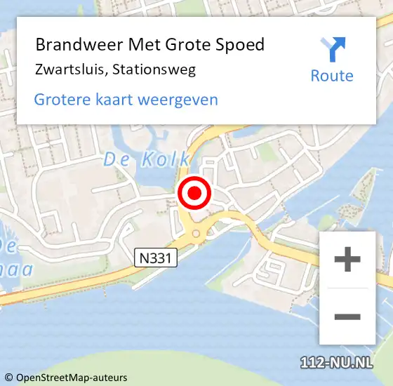 Locatie op kaart van de 112 melding: Brandweer Met Grote Spoed Naar Zwartsluis, Stationsweg op 1 augustus 2014 06:09