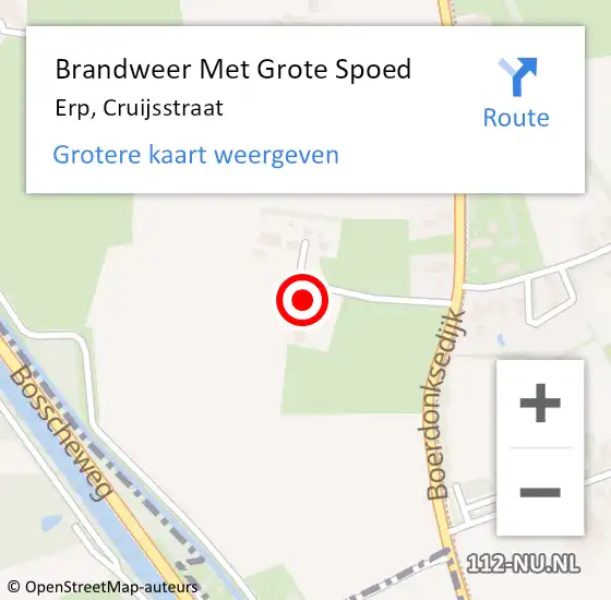 Locatie op kaart van de 112 melding: Brandweer Met Grote Spoed Naar Erp, Cruijsstraat op 11 oktober 2022 00:53