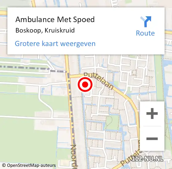 Locatie op kaart van de 112 melding: Ambulance Met Spoed Naar Boskoop, Kruiskruid op 11 oktober 2022 00:56