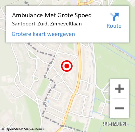 Locatie op kaart van de 112 melding: Ambulance Met Grote Spoed Naar Santpoort-Zuid, Zinneveltlaan op 11 oktober 2022 03:06