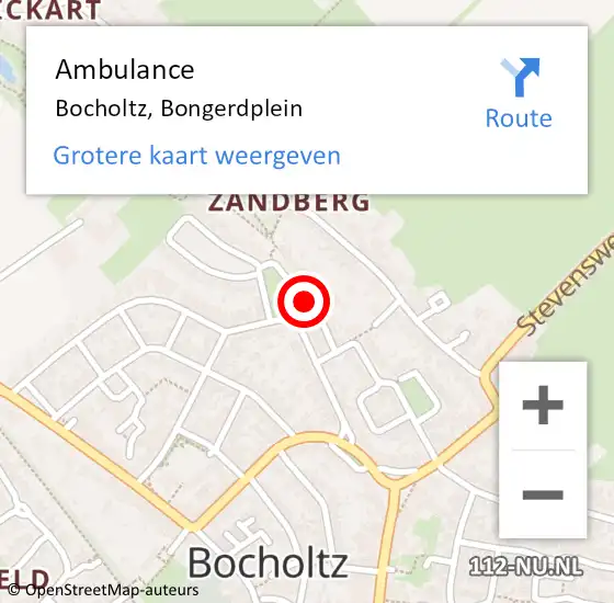 Locatie op kaart van de 112 melding: Ambulance Bocholtz, Bongerdplein op 1 augustus 2014 06:24