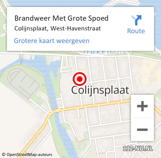 Locatie op kaart van de 112 melding: Brandweer Met Grote Spoed Naar Colijnsplaat, West-Havenstraat op 11 oktober 2022 07:41