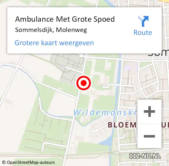 Locatie op kaart van de 112 melding: Ambulance Met Grote Spoed Naar Sommelsdijk, Molenweg op 11 oktober 2022 07:48