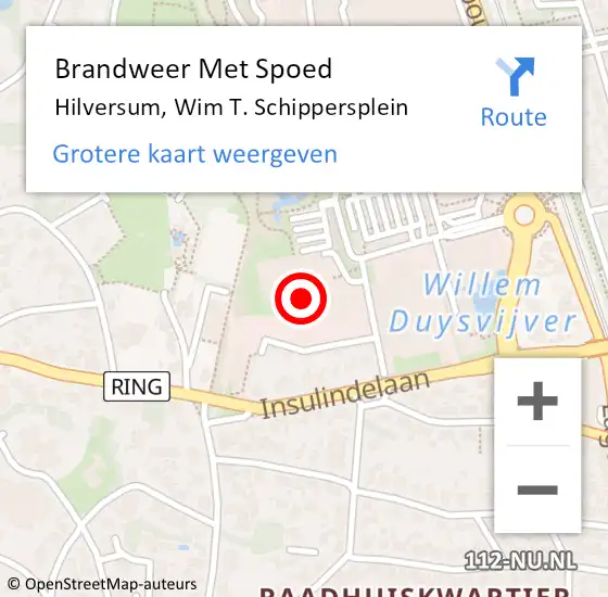 Locatie op kaart van de 112 melding: Brandweer Met Spoed Naar Hilversum, Wim T. Schippersplein op 11 oktober 2022 07:53