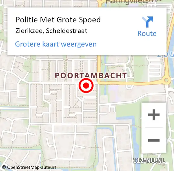 Locatie op kaart van de 112 melding: Politie Met Grote Spoed Naar Zierikzee, Scheldestraat op 11 oktober 2022 07:57